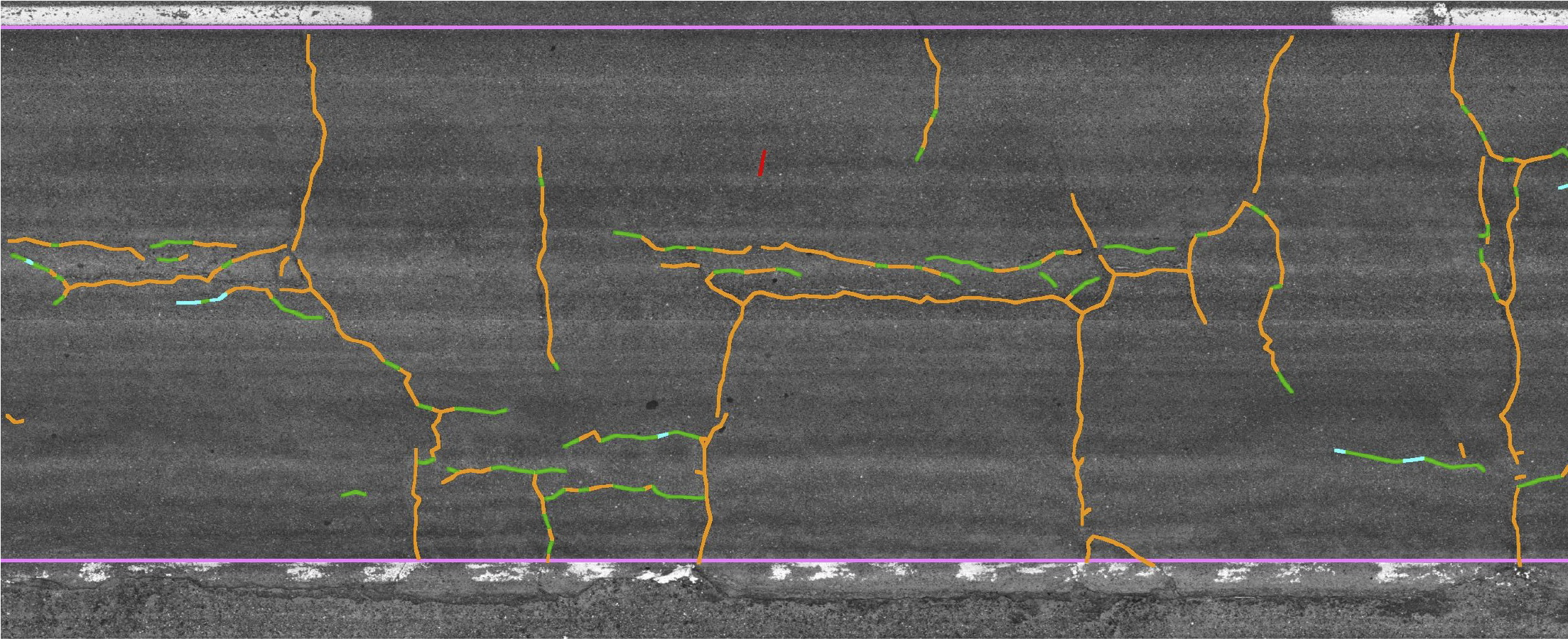 Figure 2.1.3.2.9 LCMS analyse des donnees montrant une gravite faible a moyenne des fissure